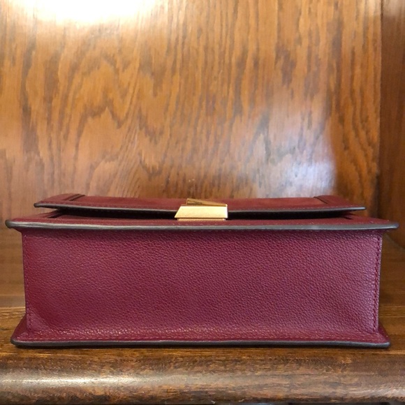 NWT-Kate Spade-Deco Pebbled Leather & Suede-Chain Shoulder Bag-Cherry Juice-$358 - Picture 7 of 16